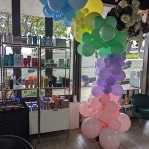 Organic half arch grouped colours, Hair dresser birthday month in west end Brisbane
