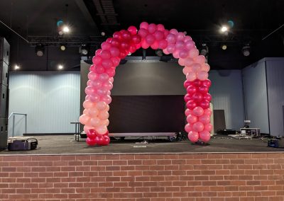 balloon arch Falvey's hotel Yomanto Ipswich pink